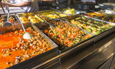 cafeteria displaying authentic Turkish meals 
