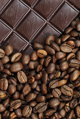 photo of chocolate and coffee beans textured background
