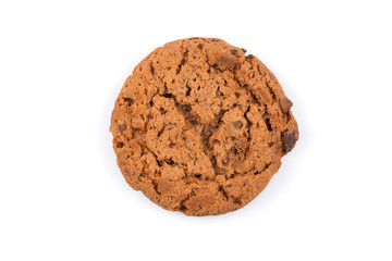 Chocolate chip cookie isolated on white