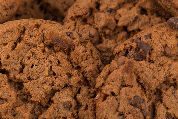 Chocolate chip cookies isolated on white