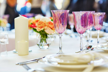 Table set for an event party or wedding reception