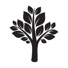 Obraz premium Black Tree and Leafs. Vector Illustration.