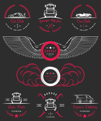 Set of vintage badges car club and garage © M.Style