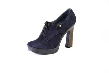 blue suede shoes on a white background autumn and winter shoes