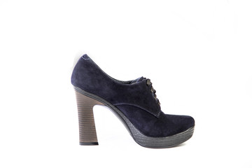 blue suede shoes on a white background autumn and winter shoes