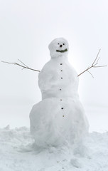 Obraz premium Big snowman waiting for children, winter day