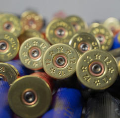 Many hunting cartridges close up