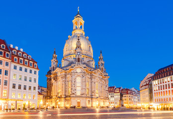 Fototapeta na wymiar Dresden. Frauenkirche church at night.