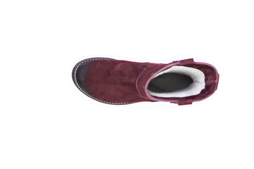 women's shoes on a white background, red suede shoes