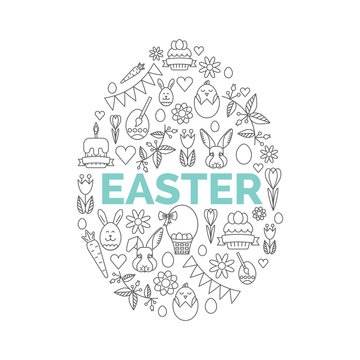 Vector concept with different Easter and Spring celebration elements. 