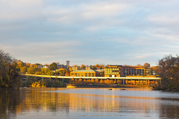 Fototapeta na wymiar Key Bridge and Georgetown Park at sunset. Historic suburb of Washington DC at sunset, USA.
