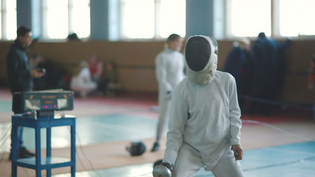 fencers on a training