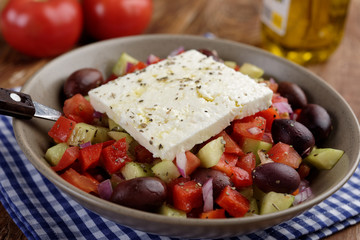Greek salad closeup