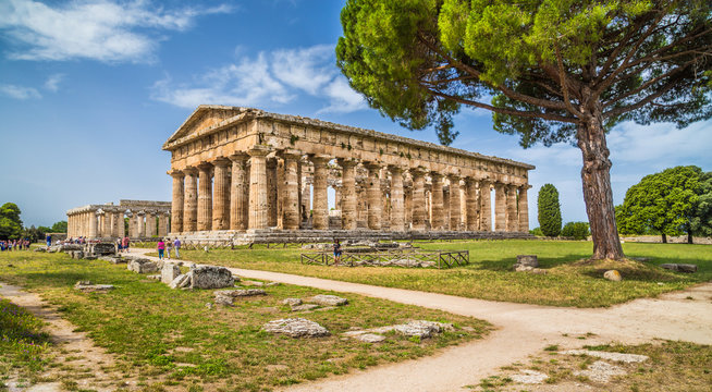 Temples of Paestum Archaeological Site, Salerno, Campania, Italy