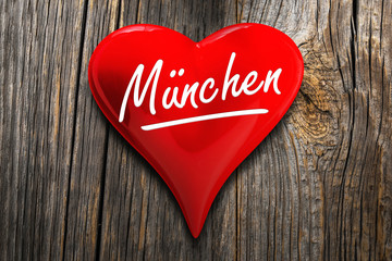 München – rotes Herz mit Inschrift