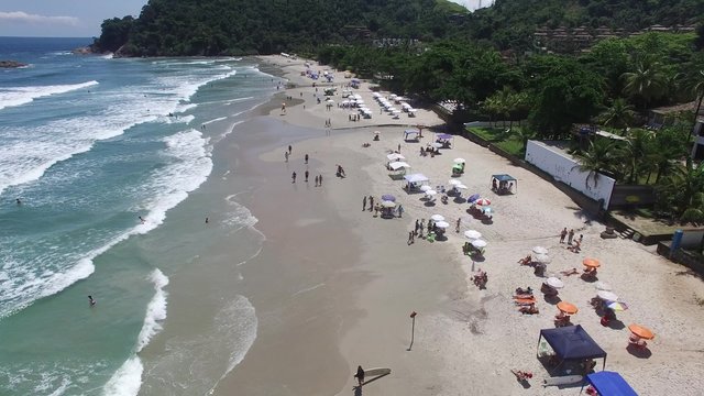 Aerial view of Juquehy Beach, Sao Paulo, Brazil