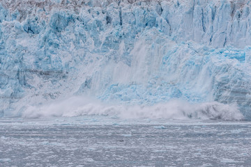 A large calving of hubbard glacier. 