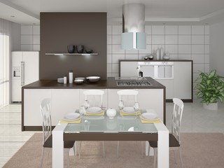 Fototapeta na wymiar Design modern spacious comfortable kitchen.