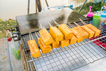 Fresh and Delicious Fried Bread with Egg Mix Butter - Breakfast street style
