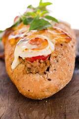 pizza baguette with mozzarella