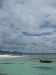 Naklejka na ściany i meble Boat and sky Anguilla, BVI 