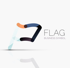 Logo flag, abstract linear geometric business icon