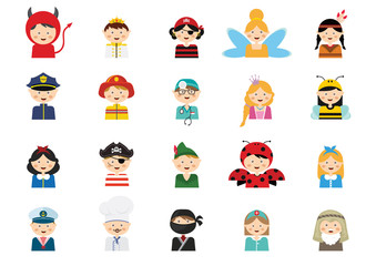 kids wearing different costumes . 