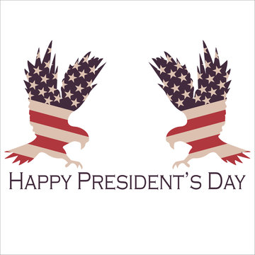 Presidents Day emblem with American eagle. Isolated on gray. 15th of February
