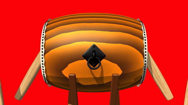 Loopable Asian Drum And Sticks On Red Background