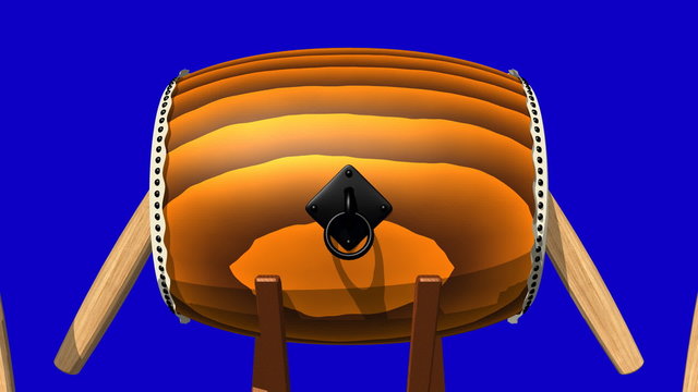 Loopable Asian Drum And Sticks On Blue Background