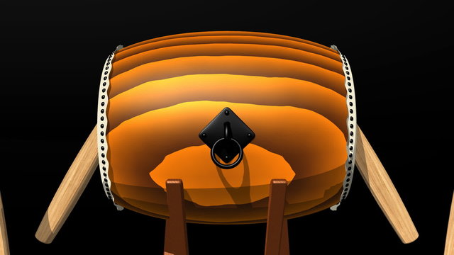 Loopable Asian Drum And Sticks On Black Background