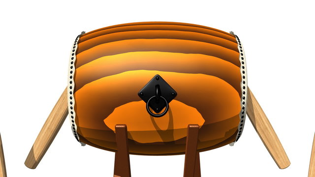 Loopable Asian Drum And Sticks On White Background