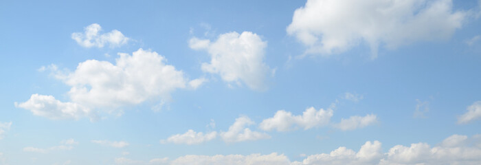 Panorama of white cloud and blue sky in morning