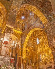 Fototapeta na wymiar Palermo - Mosaic of Cappella Palatina - Palatine Chapel