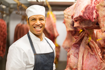 butcher standing in cold room