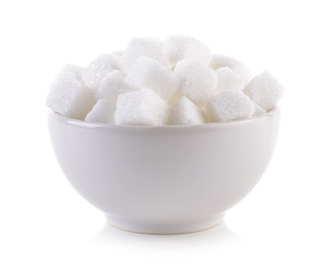 Fototapeta na wymiar sugar cube in the bowl on white background