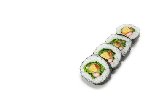 Japanese salad roll sushi in the white