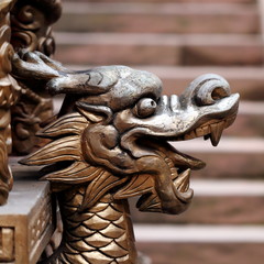Bronze Dragon Head Used in Chinese Buddhist Shrines to Symbolize Emperor  