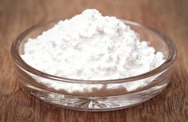 Baking powder in a glass bowl