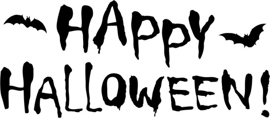 ハッピーハロウィン　文字素材 コウモリ付き