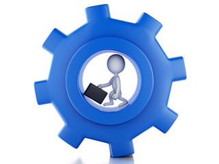 3d White business people and gear mechanism