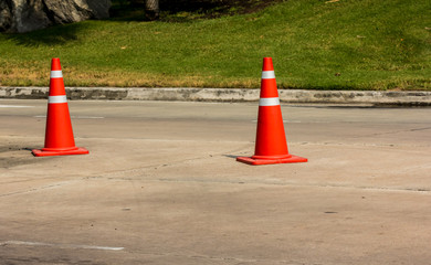 Traffic cone on the road