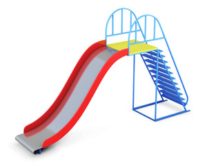 Metal children's slide isolated on white background. 3d renderin