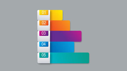 Gradient colorful tags graph bars in sequence