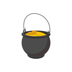 Pot full of gold coins cartoon icon
