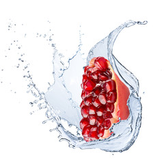 Pomegranate Fruit With Water Splash