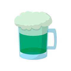 Beer mug of green beer with a foamy head icon