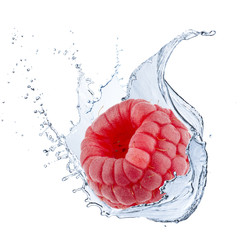 Fresh Raspberry With Water Splash