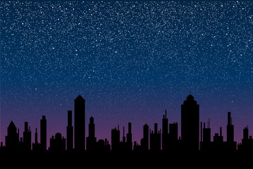 Vector silhouette of the city. Star sky. Eps 10.