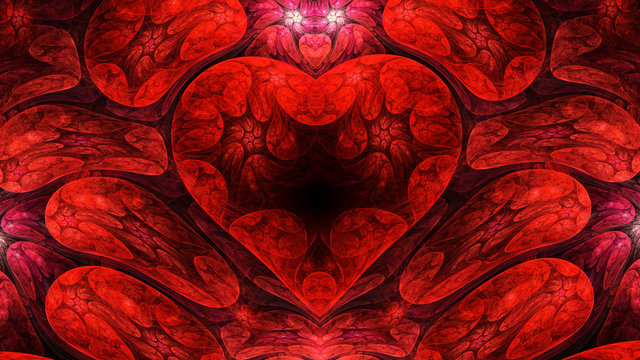 Abstract image. Mysterious psychedelic relaxation heart. Sacred geometry. Valentine. Fractal Wallpaper pattern desktop. Digital artwork creative graphic design.